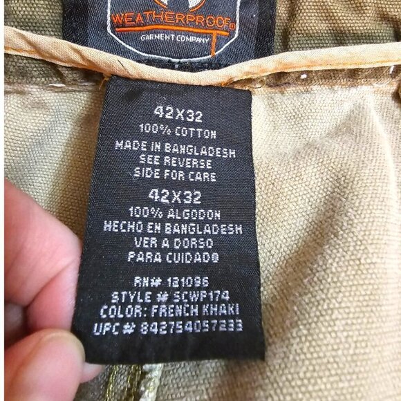 Weatherproof French Khaki Utility Cargo Chino Pants Sz 42x32 - Picture 9 of 10